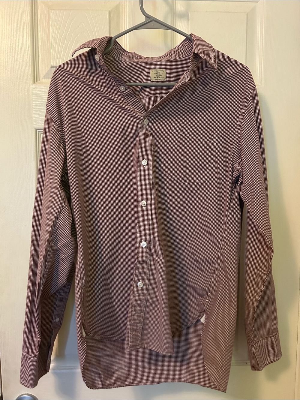 J. Crew Men's Burgundy Micro-Check Button-Down Shirt